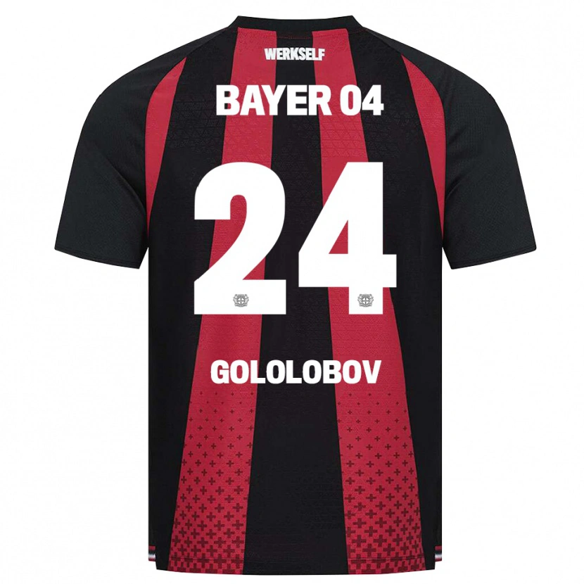 Danxen Bambino Maglia Maksym Gololobov #24 Nero Bianco Rosso Kit Gara Home 2026/27 Maglietta