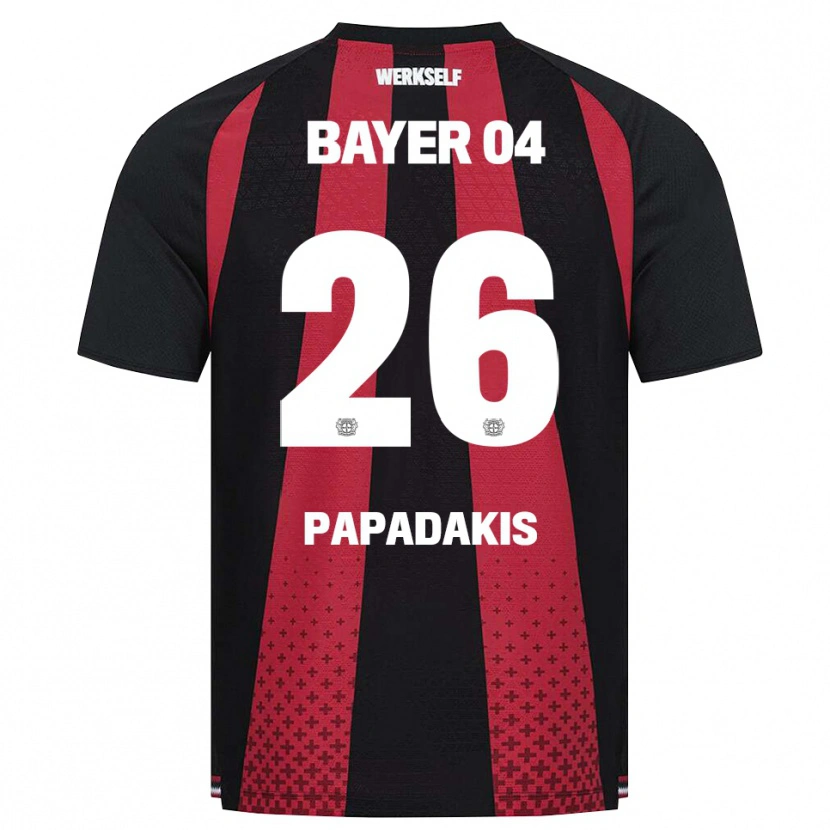 Danxen Bambino Maglia Konstantinos Papadakis #26 Nero Bianco Rosso Kit Gara Home 2026/27 Maglietta