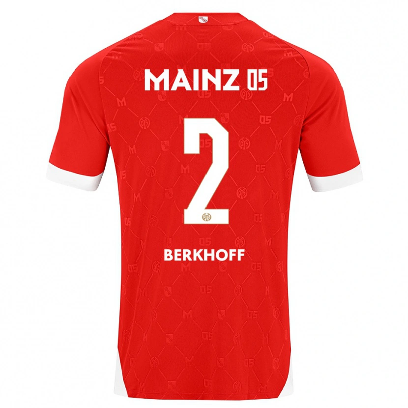 Danxen Bambino Maglia Jonas Berkhoff #2 Rosso Bianco Kit Gara Home 2026/27 Maglietta