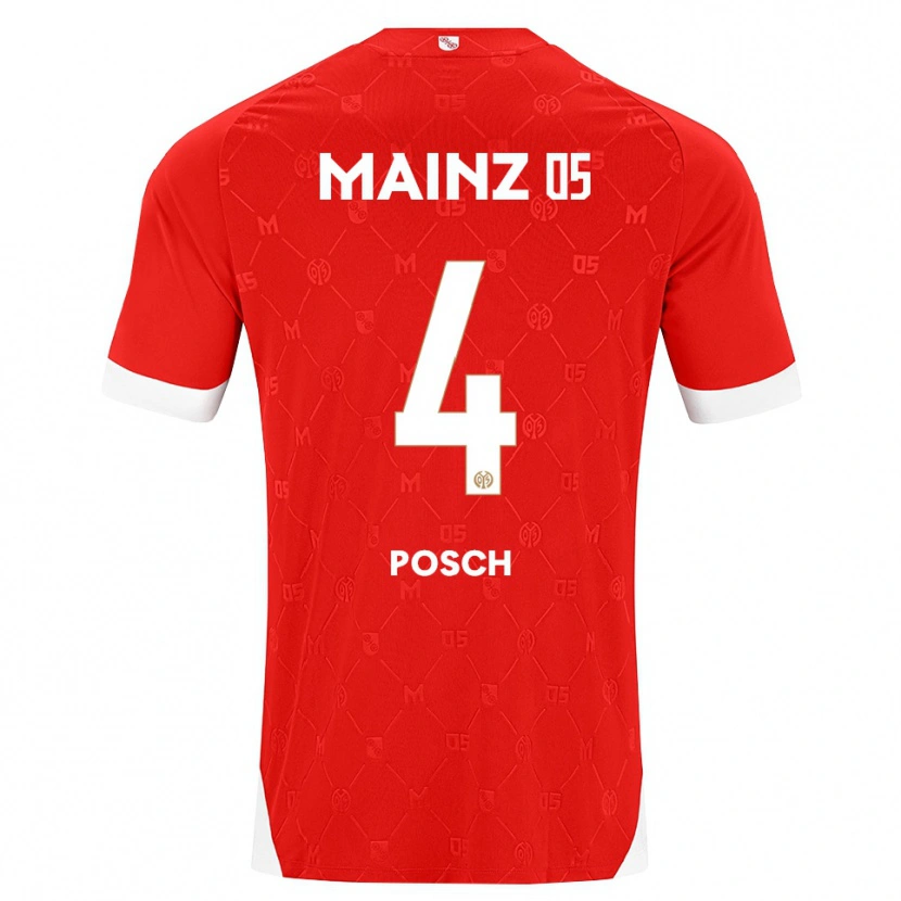 Danxen Bambino Maglia Stefan Posch #4 Rosso Bianco Kit Gara Home 2026/27 Maglietta