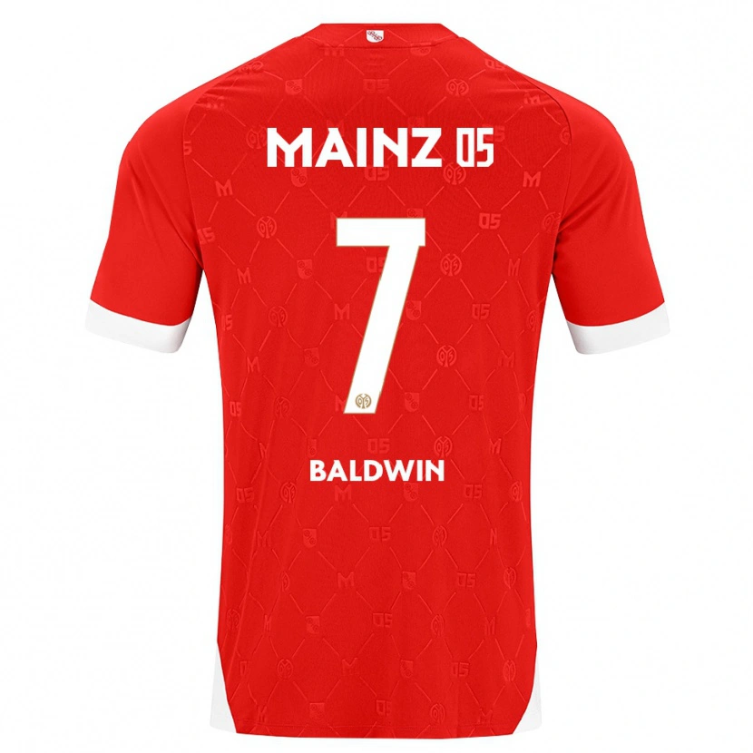Danxen Bambino Maglia Kevin Baldwin #7 Rosso Bianco Kit Gara Home 2026/27 Maglietta