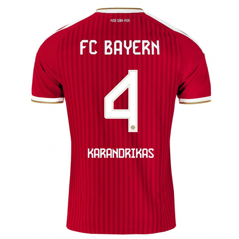 Danxen Bambino Maglia Konstantinos Karandrikas #4 Rosso Bianco Blu Kit Gara Home 2026/27 Maglietta