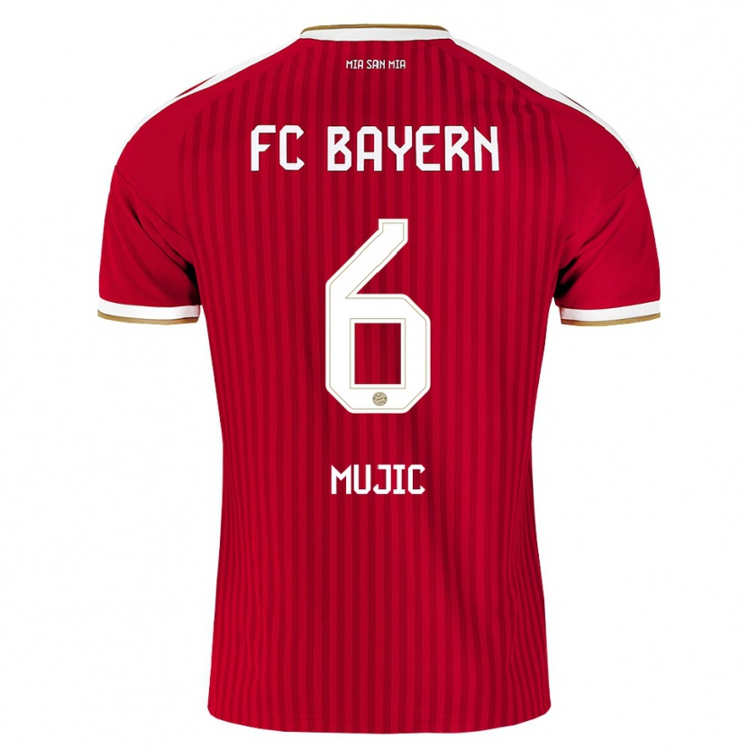 Danxen Bambino Maglia Tarik Mujic #6 Rosso Bianco Blu Kit Gara Home 2026/27 Maglietta
