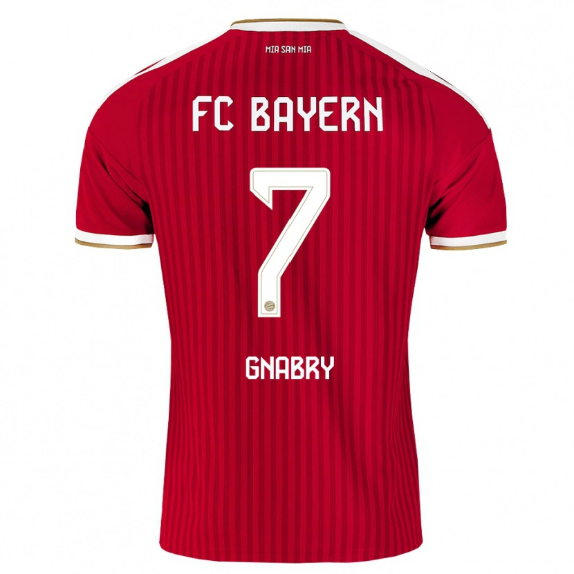 Danxen Bambino Maglia Serge Gnabry #7 Rosso Bianco Blu Kit Gara Home 2026/27 Maglietta
