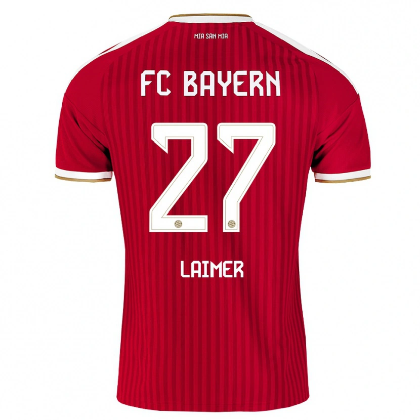Danxen Bambino Maglia Konrad Laimer #27 Rosso Bianco Blu Kit Gara Home 2026/27 Maglietta