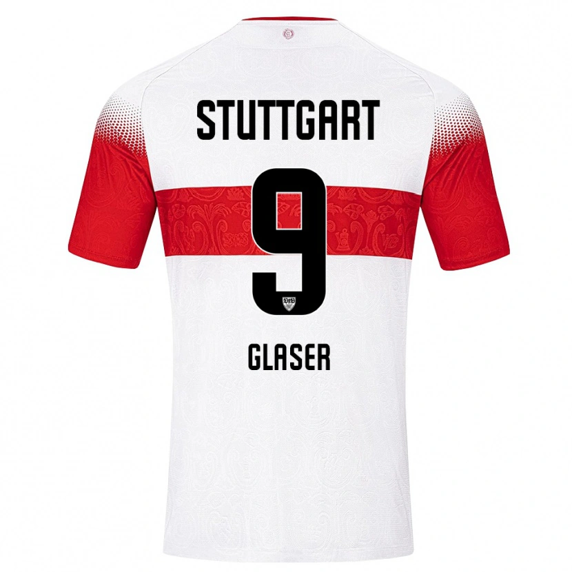 Danxen Bambino Maglia Julia Glaser #9 Bianco Rosso Giallo Kit Gara Home 2026/27 Maglietta