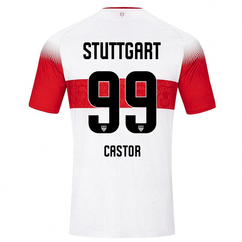 Danxen Bambino Maglia Gillian Castor #99 Bianco Rosso Giallo Kit Gara Home 2026/27 Maglietta