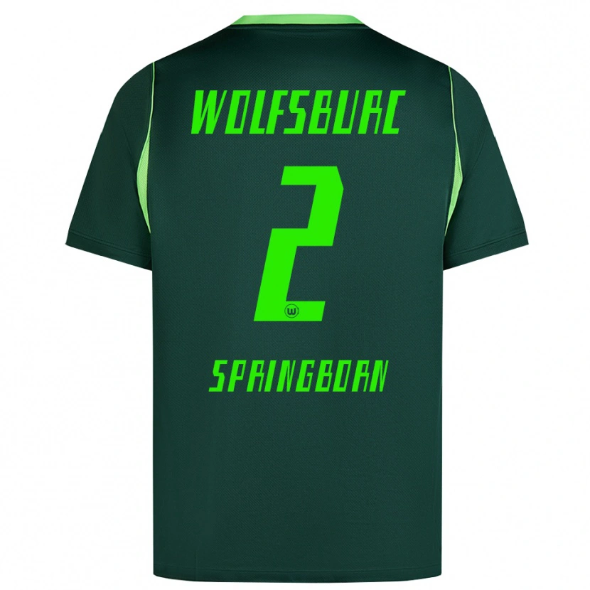 Danxen Bambino Maglia Noah Springborn #2 Verde Scuro Bianco Kit Gara Home 2026/27 Maglietta