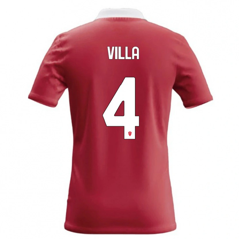 Danxen Bambino Maglia Manuel Villa #4 Rosso Bianco Kit Gara Home 2026/27 Maglietta