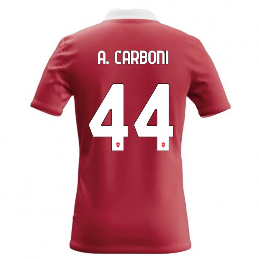 Danxen Bambino Maglia Andrea Carboni #44 Rosso Bianco Kit Gara Home 2026/27 Maglietta
