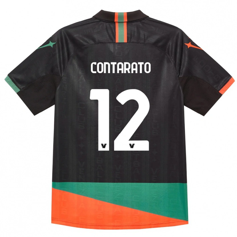 Danxen Bambino Maglia Ettore Contarato #12 Nero Arancio Verde Kit Gara Home 2026/27 Maglietta