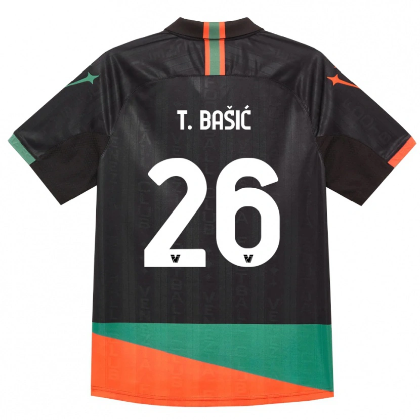 Danxen Bambino Maglia Toma Bašić #26 Nero Arancio Verde Kit Gara Home 2026/27 Maglietta