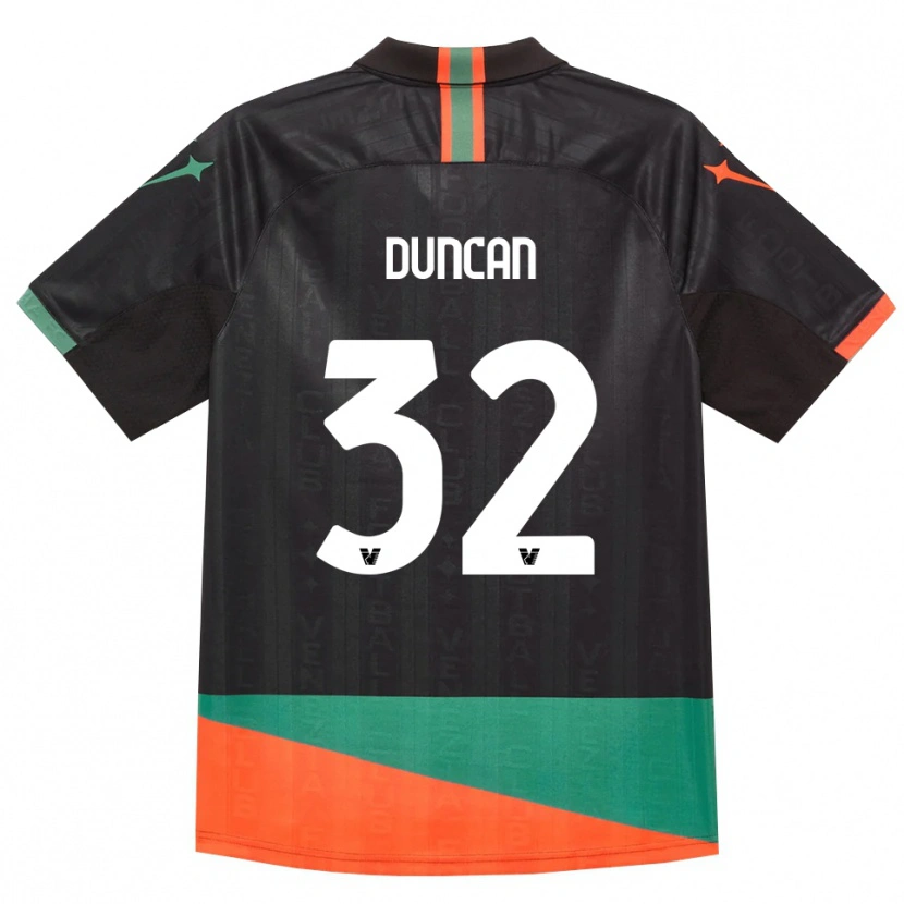 Danxen Bambino Maglia Alfred Duncan #32 Nero Arancio Verde Kit Gara Home 2026/27 Maglietta