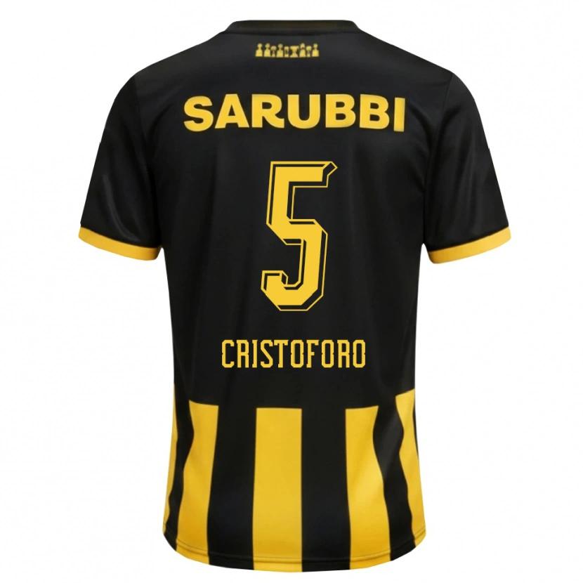 Danxen Bambino Maglia Sebastián Cristóforo #5 Nero Giallo Kit Gara Home 2026/27 Maglietta