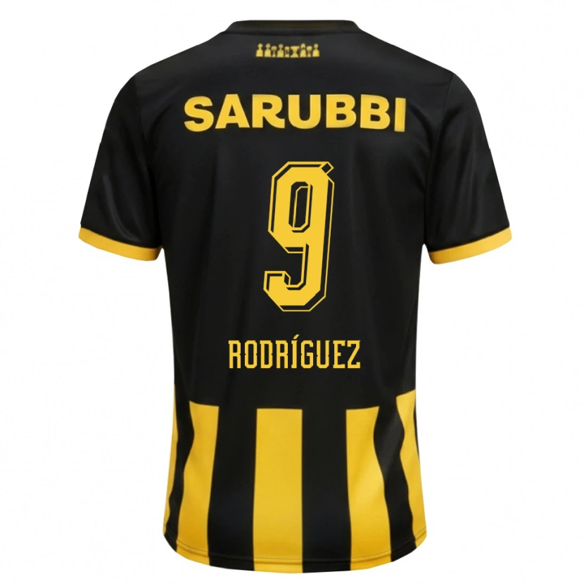 Danxen Bambino Maglia Agustín Rodríguez #9 Nero Giallo Kit Gara Home 2026/27 Maglietta