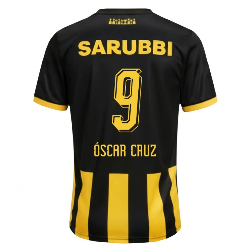 Danxen Bambino Maglia Óscar Cruz #9 Nero Giallo Kit Gara Home 2026/27 Maglietta