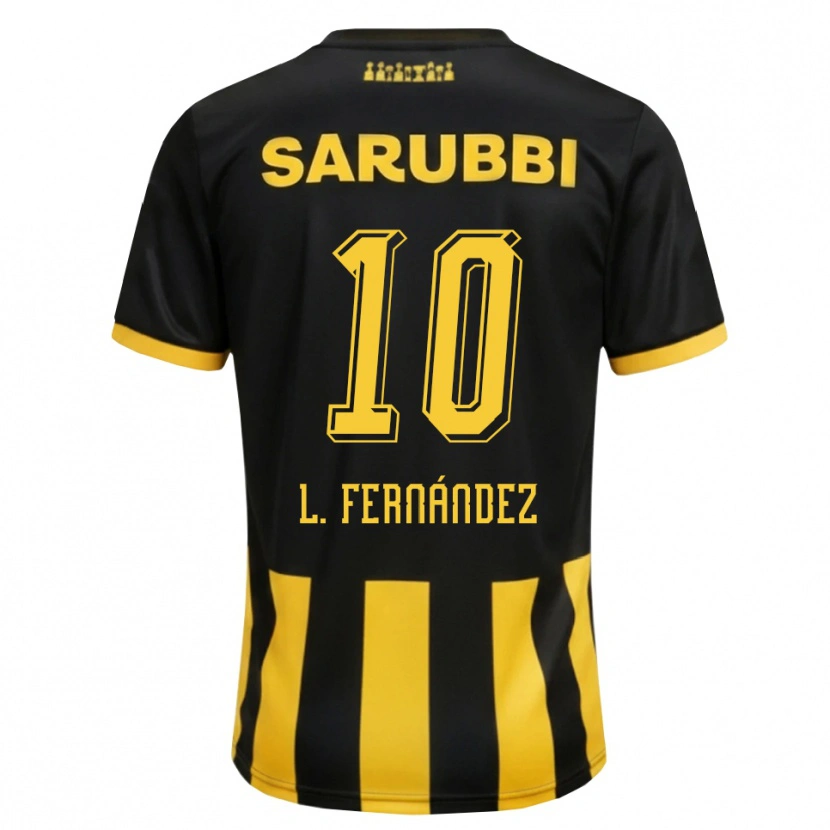 Danxen Bambino Maglia Leonardo Fernández #10 Nero Giallo Kit Gara Home 2026/27 Maglietta
