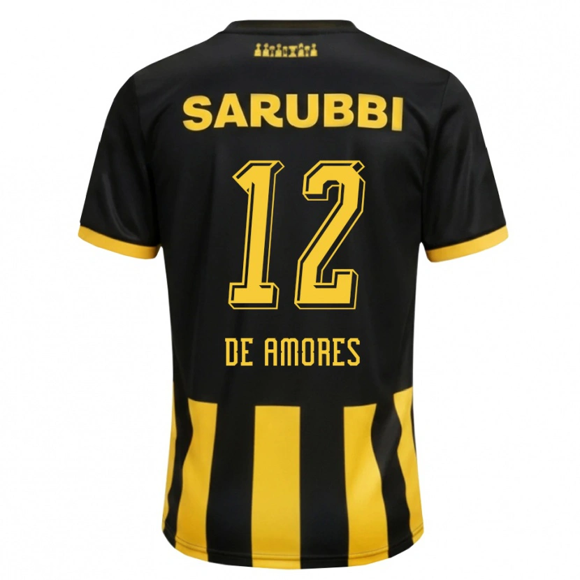 Danxen Bambino Maglia Guillermo De Amores #12 Nero Giallo Kit Gara Home 2026/27 Maglietta