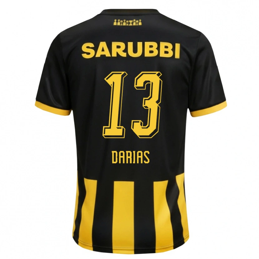 Danxen Bambino Maglia Eduardo Darias #13 Nero Giallo Kit Gara Home 2026/27 Maglietta