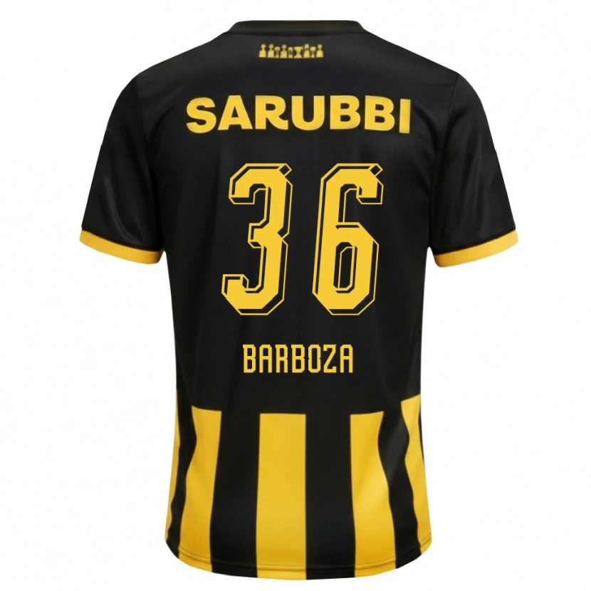Danxen Bambino Maglia Brian Barboza #36 Nero Giallo Kit Gara Home 2026/27 Maglietta