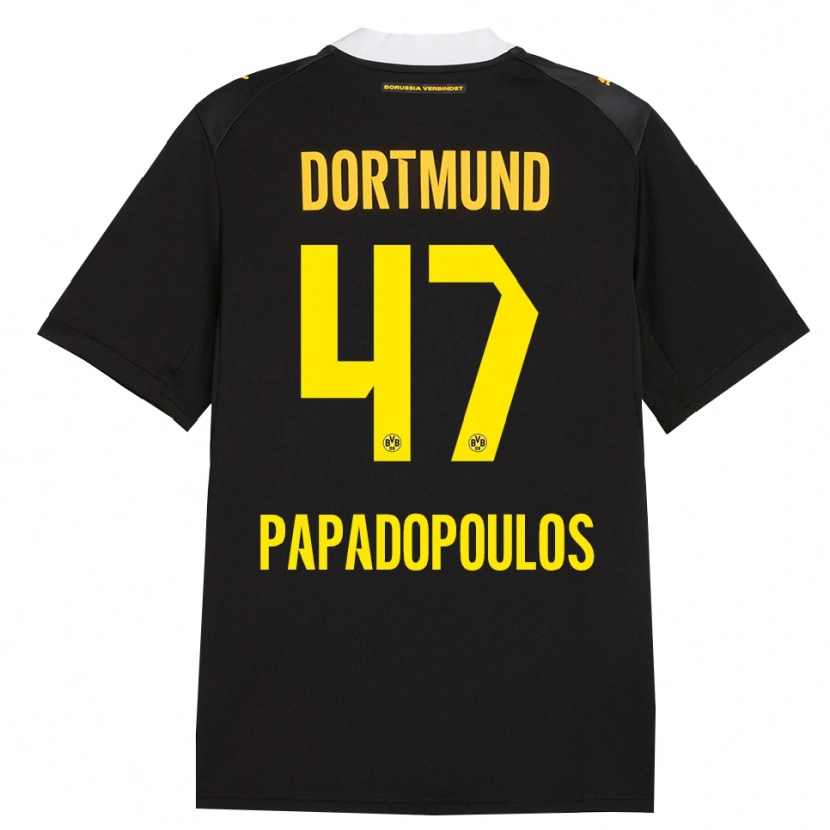 Danxen Bambino Maglia Antonios Papadopoulos #47 Rosso Giallo Nero Kit Gara Away 2026/27 Maglietta
