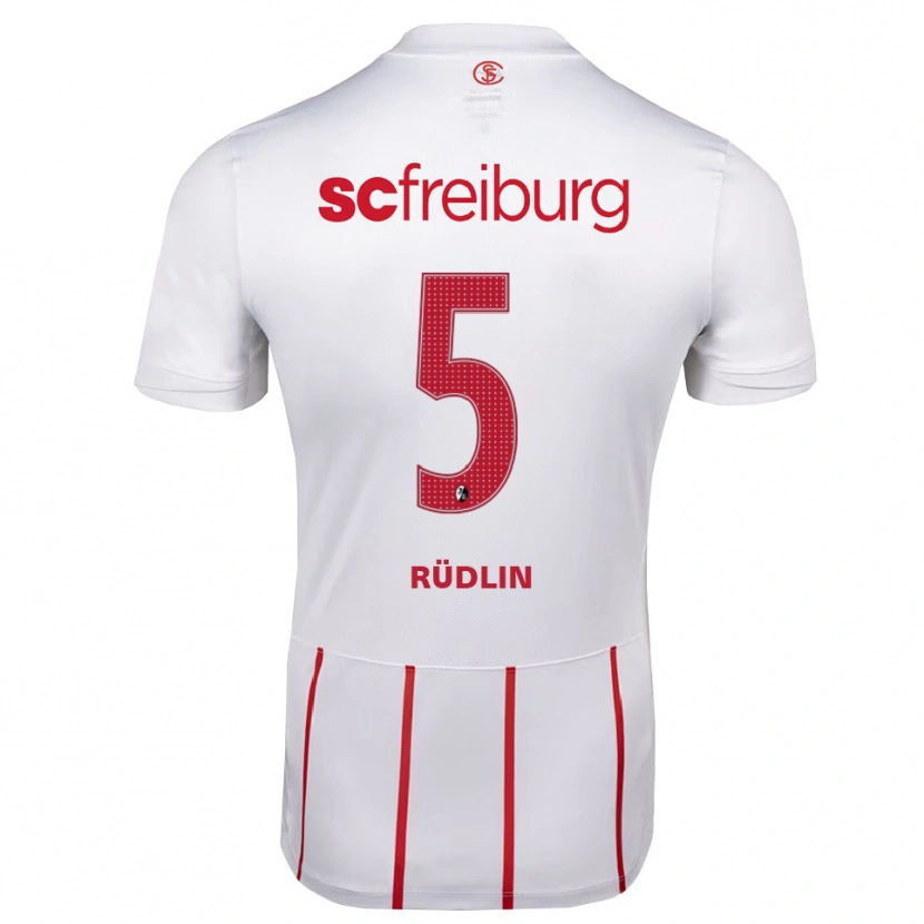 Danxen Bambino Maglia Fabian Rüdlin #5 Bianco Rosso Giallo Kit Gara Away 2026/27 Maglietta