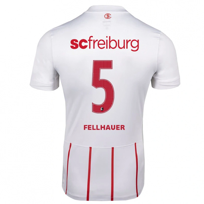 Danxen Bambino Maglia Kim Fellhauer #5 Bianco Rosso Giallo Kit Gara Away 2026/27 Maglietta