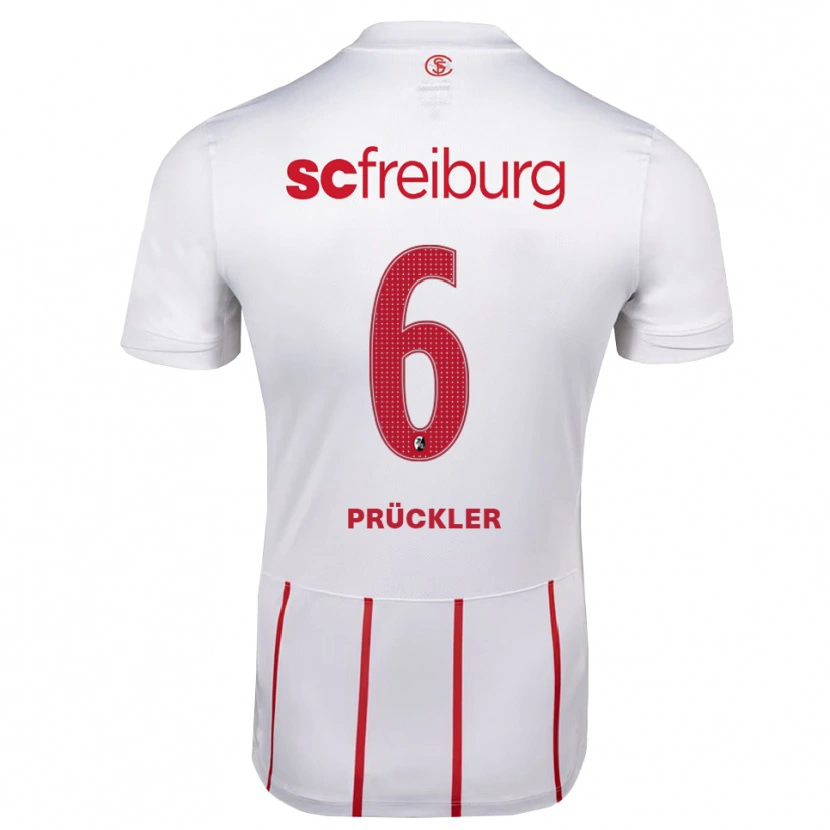 Danxen Bambino Maglia Moritz Prückler #6 Bianco Rosso Giallo Kit Gara Away 2026/27 Maglietta