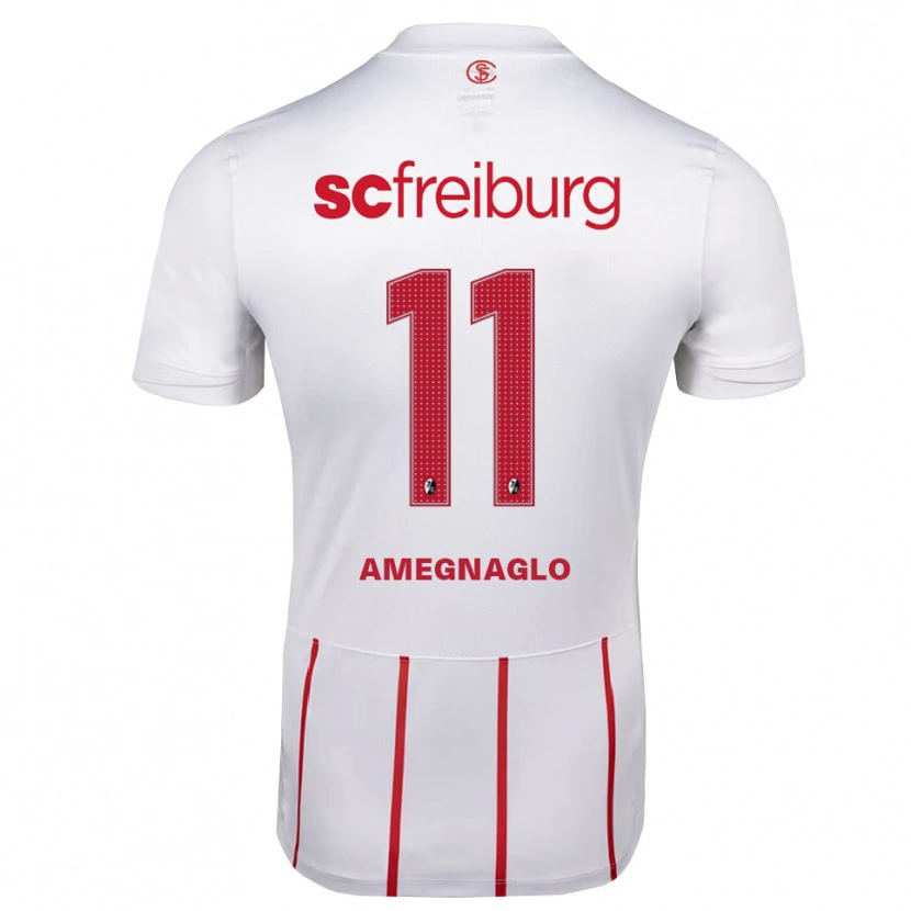 Danxen Bambino Maglia David Amegnaglo #11 Bianco Rosso Giallo Kit Gara Away 2026/27 Maglietta