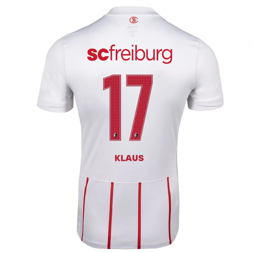 Danxen Bambino Maglia Elias Klaus #17 Bianco Rosso Giallo Kit Gara Away 2026/27 Maglietta