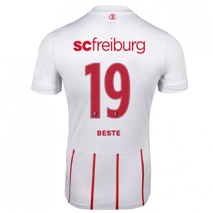 Danxen Bambino Maglia Niklas Beste #19 Bianco Rosso Giallo Kit Gara Away 2026/27 Maglietta