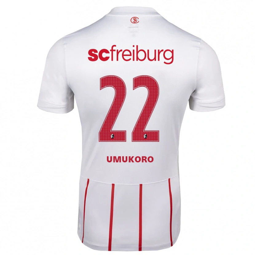 Danxen Bambino Maglia Jayden Umukoro #22 Bianco Rosso Giallo Kit Gara Away 2026/27 Maglietta