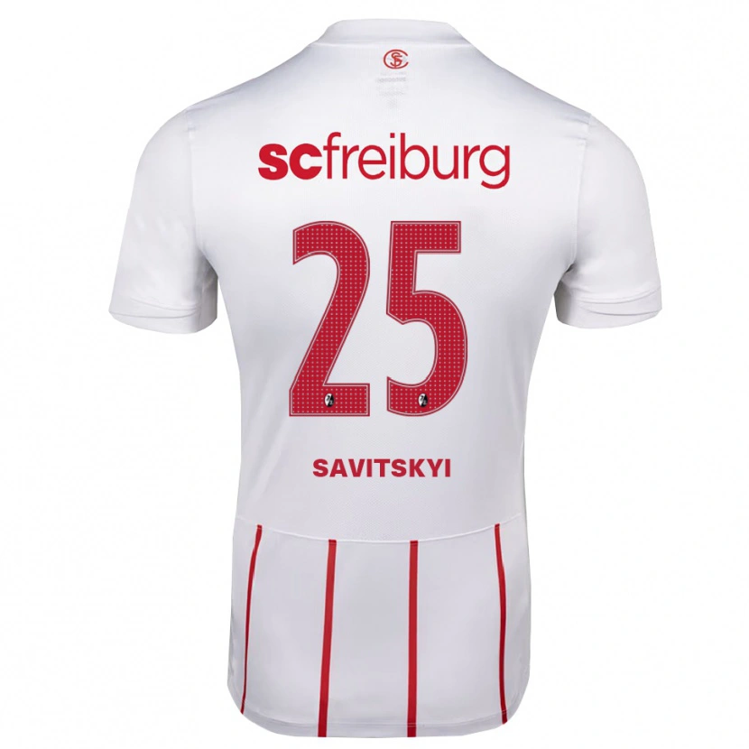 Danxen Bambino Maglia Kiril Savitskyi #25 Bianco Rosso Giallo Kit Gara Away 2026/27 Maglietta