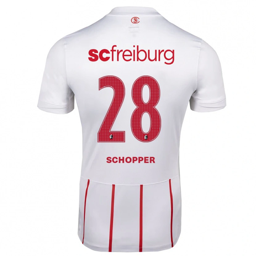 Danxen Bambino Maglia David Schopper #28 Bianco Rosso Giallo Kit Gara Away 2026/27 Maglietta