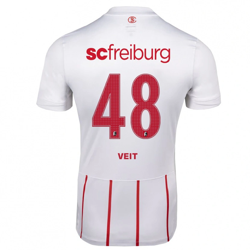 Danxen Bambino Maglia Jannik Veit #48 Bianco Rosso Giallo Kit Gara Away 2026/27 Maglietta