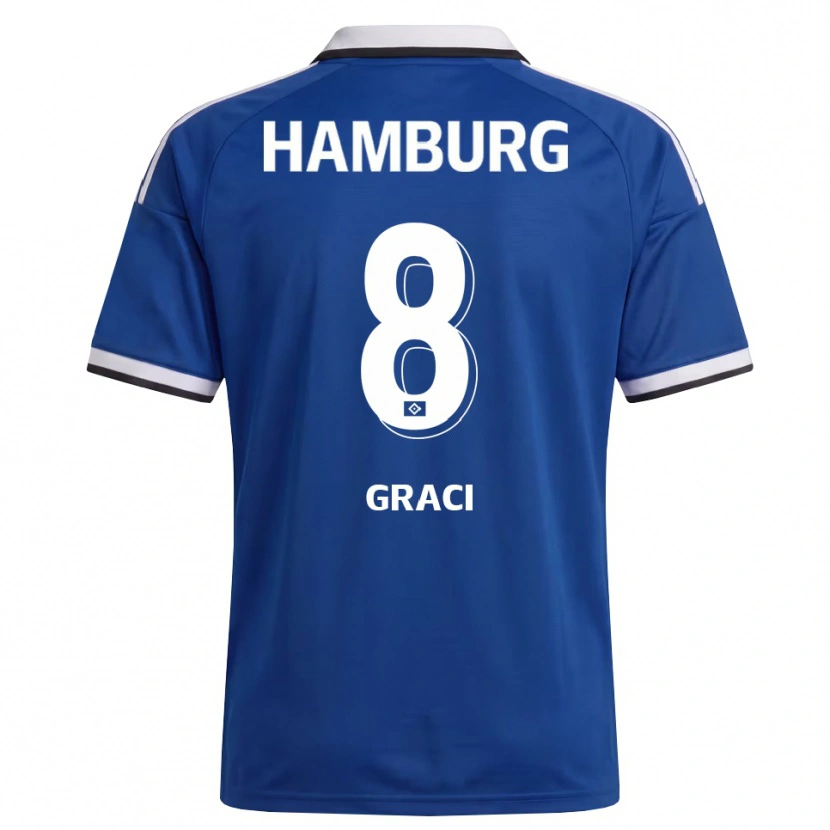 Danxen Bambino Maglia Massimo Graci #8 Bianco Blu Kit Gara Away 2026/27 Maglietta