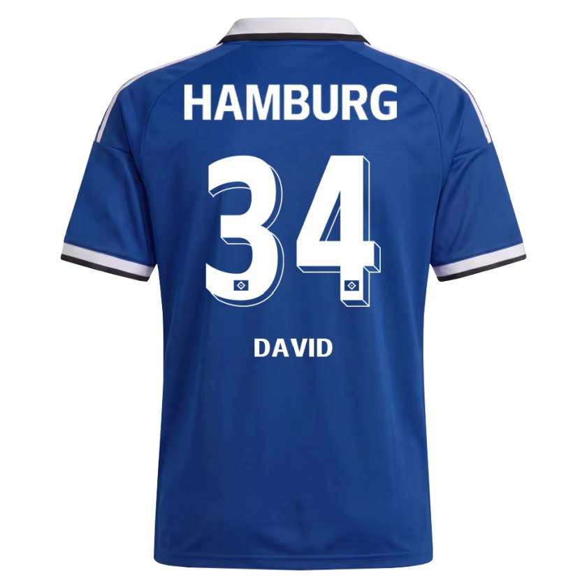 Danxen Bambino Maglia Jonas David #34 Bianco Blu Kit Gara Away 2026/27 Maglietta