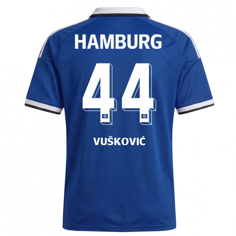 Danxen Bambino Maglia Mario Vuskovic #44 Bianco Blu Kit Gara Away 2026/27 Maglietta