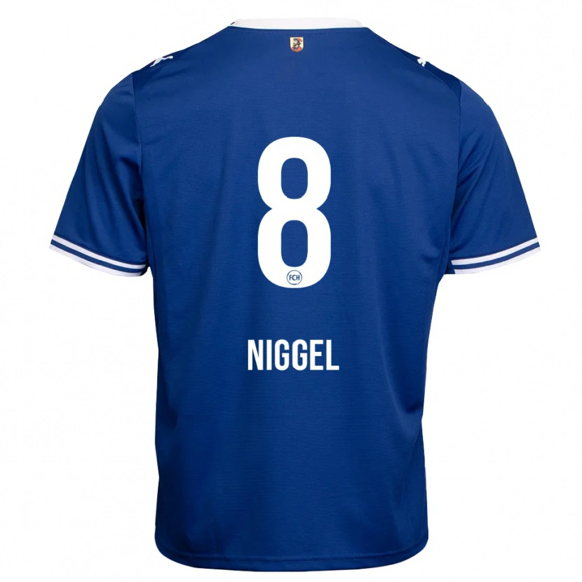 Danxen Bambino Maglia Henrik Niggel #8 Blu Reale Bianco Kit Gara Away 2026/27 Maglietta