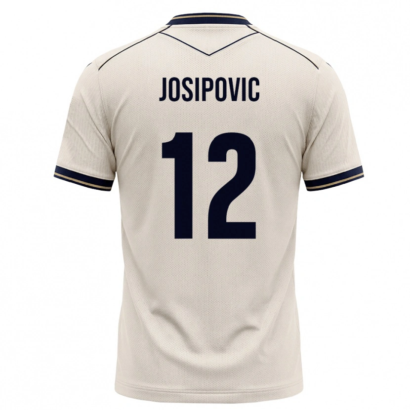 Danxen Bambino Maglia Mihael Josipovic #12 Bianco Avorio Blu Inchiostro Kit Gara Away 2026/27 Maglietta