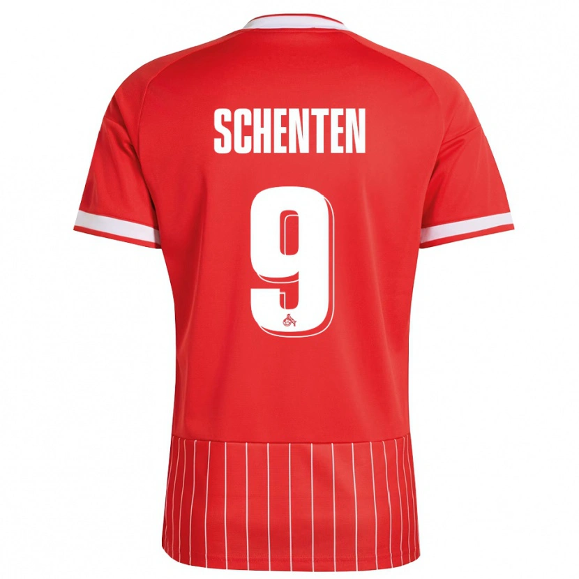 Danxen Bambino Maglia Fynn Schenten #9 Rosso Bianco Verde Kit Gara Away 2026/27 Maglietta