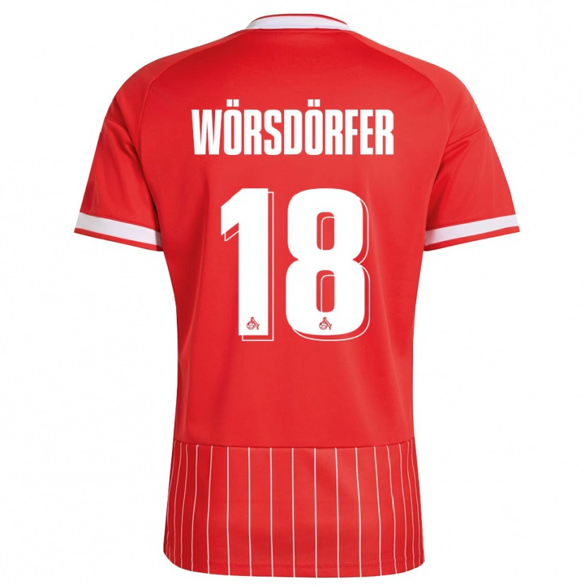 Danxen Bambino Maglia Len Wörsdörfer #18 Rosso Bianco Verde Kit Gara Away 2026/27 Maglietta