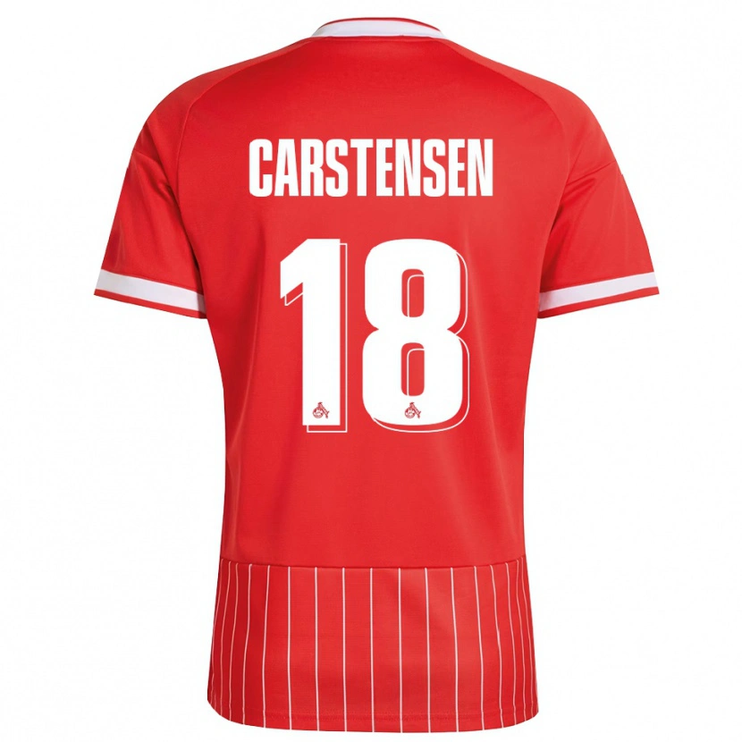 Danxen Bambino Maglia Rasmus Carstensen #18 Rosso Bianco Verde Kit Gara Away 2026/27 Maglietta