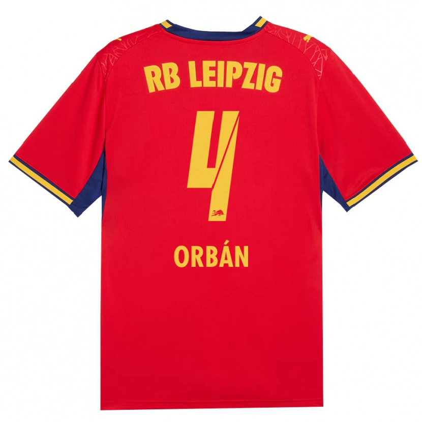 Danxen Bambino Maglia Willi Orbán #4 Rosso Giallo Blu Reale Kit Gara Away 2026/27 Maglietta