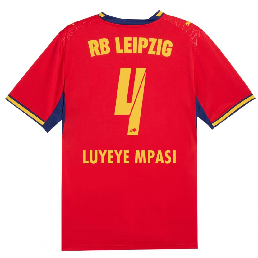 Danxen Bambino Maglia Seal Luyeye Mpasi #4 Rosso Giallo Blu Reale Kit Gara Away 2026/27 Maglietta