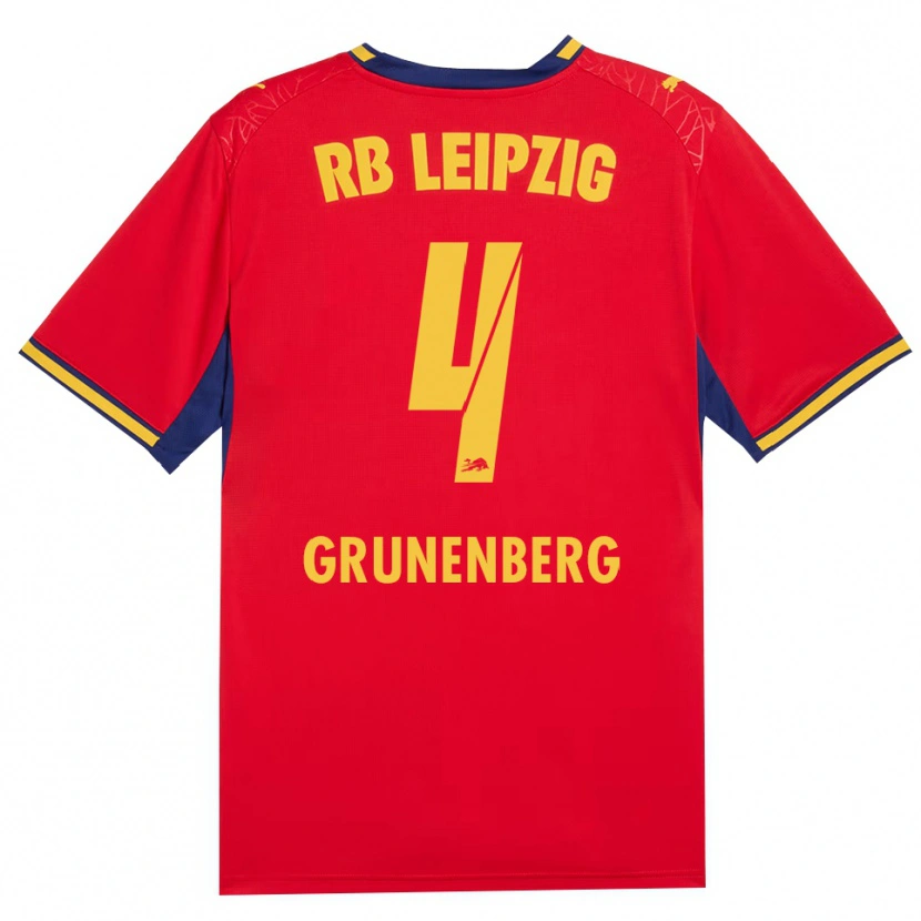 Danxen Bambino Maglia Rucy Grunenberg #4 Rosso Giallo Blu Reale Kit Gara Away 2026/27 Maglietta