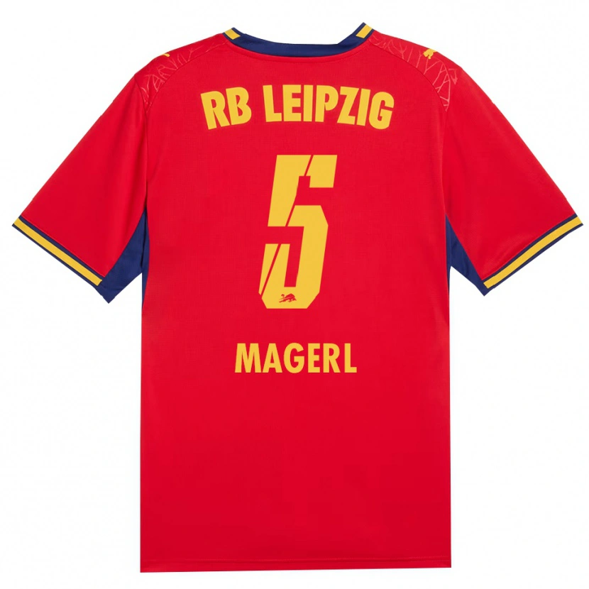 Danxen Bambino Maglia Julia Magerl #5 Rosso Giallo Blu Reale Kit Gara Away 2026/27 Maglietta