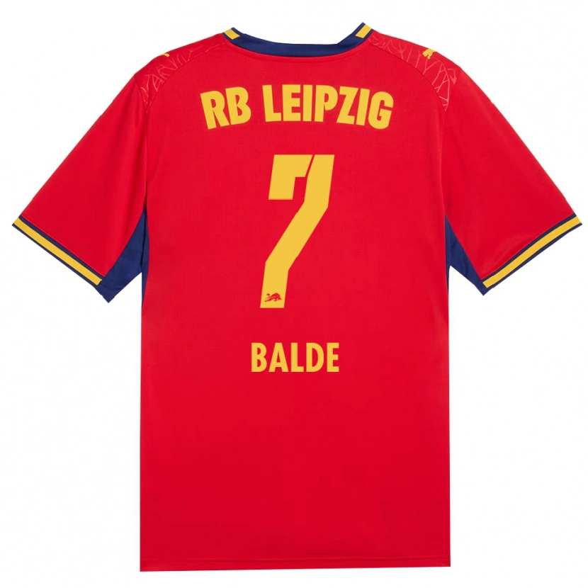 Danxen Bambino Maglia Mamadu Baldé #7 Rosso Giallo Blu Reale Kit Gara Away 2026/27 Maglietta