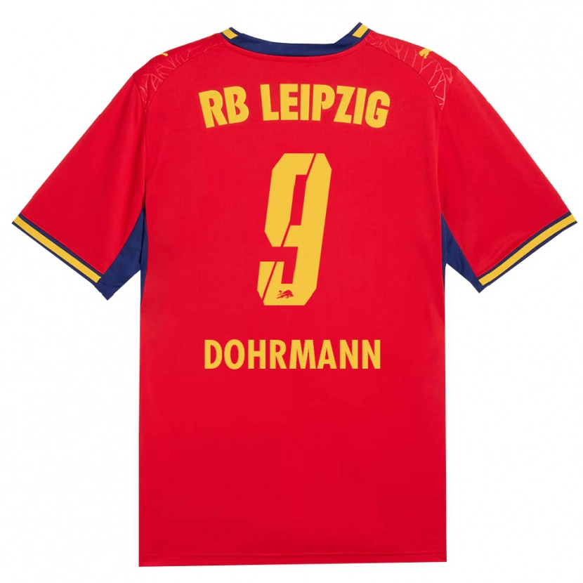 Danxen Bambino Maglia Paul Dohrmann #9 Rosso Giallo Blu Reale Kit Gara Away 2026/27 Maglietta