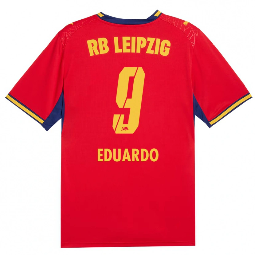 Danxen Bambino Maglia Yannick Eduardo #9 Rosso Giallo Blu Reale Kit Gara Away 2026/27 Maglietta